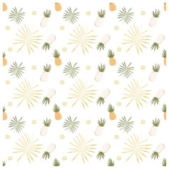 seamless pattern with summer fruits and leaves