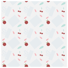seamless pattern with fruits and leaves