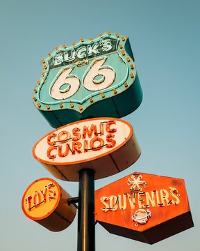 Buck Atoms Cosmic Curios sign Route 66 in Tulsa, Oklahoma