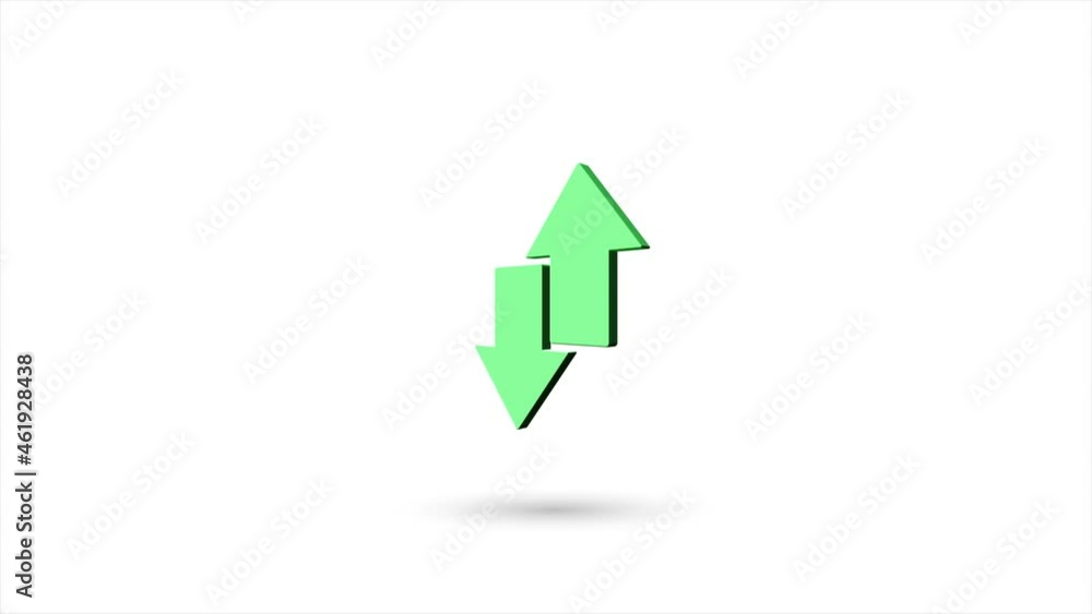 Poster 3d animated flat exchange arrow transfer icon with shadow isolated on white background. Rotating arrow icon. 4K video motion graphic animation.