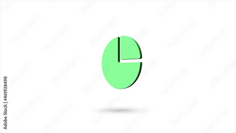 Poster 3d animated flat circle diagram icon with shadow isolated on white background. rotating circle diagr
