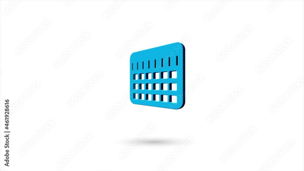 Leinwandbilder 3d animated flat calendar icon with shadow isolated on white background. rotating calendar icon. 4k 