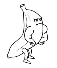 Male banana pose intimidating. Fruit character with strong muscles with angry face. vector illustration.