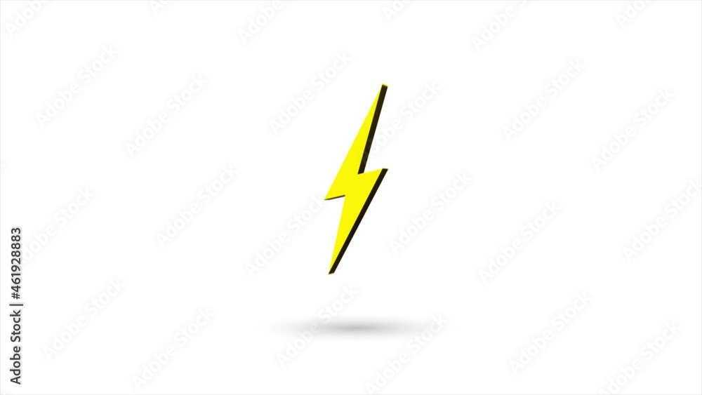 Leinwandbilder 3d animated flat lightning bolt icon with shadow isolated on white background. rotating lightning bo