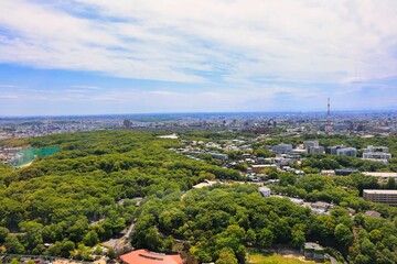 Fototapeta premium 快晴の東山タワーから見下ろした名古屋市の都市風景