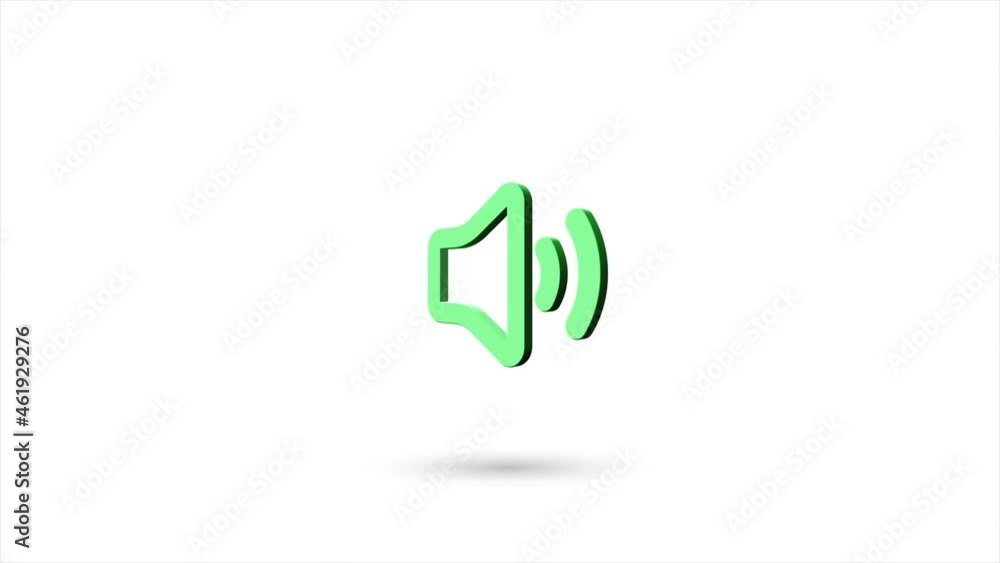 Poster 3d animated flat speaker volume icon with shadow isolated on white background. Rotating speaker volume icon. 4K video motion graphic animation.