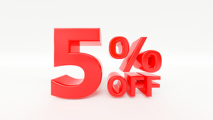 5% off 3d text on white background