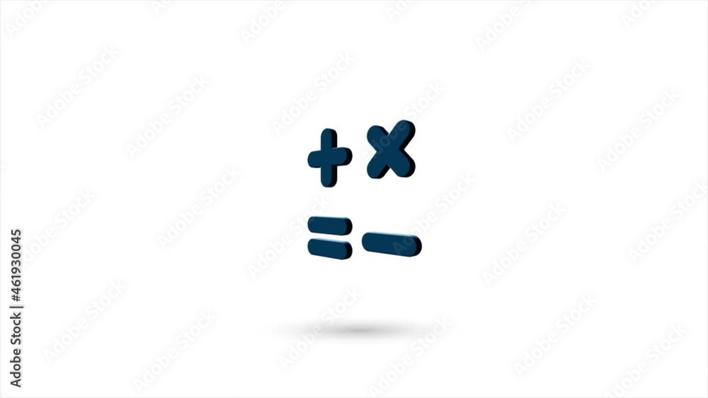 Poster 3d animated flat calculator icon with shadow isolated on white background. Rotating calculator icon. 4K video motion graphic animation.