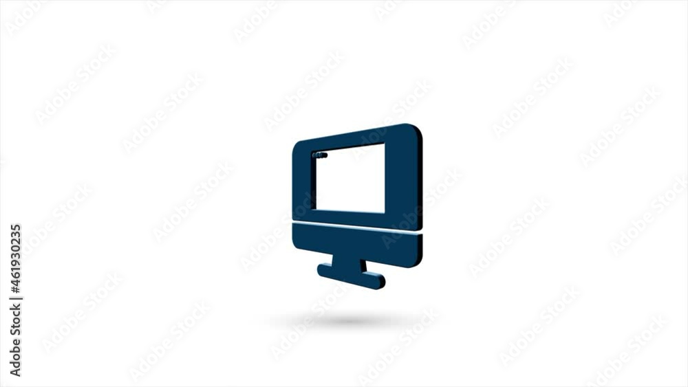 Poster 3d animated flat computer screen with browser window icon with shadow isolated on white background. Rotating computer screen with browser window icon. 4K video motion graphic animation.