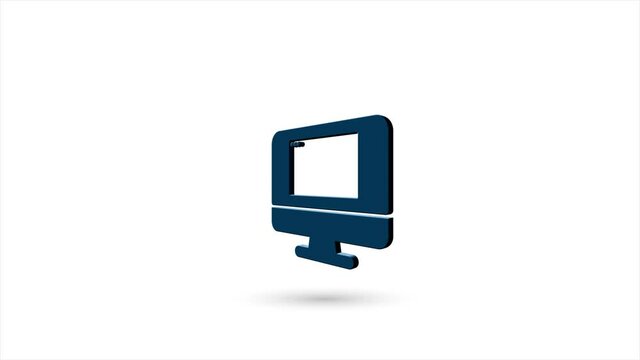 3d animated flat computer screen with browser window icon with shadow isolated on white background. Rotating computer screen with browser window icon. 4K video motion graphic animation.