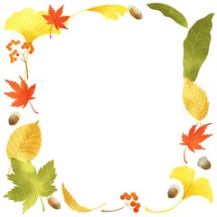 秋の植物フレーム　水彩風