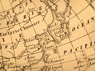 アンティークの世界地図　東アジア
		            