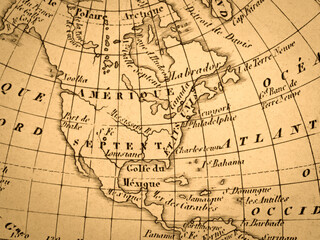 アンティークの古地図　北米大陸
