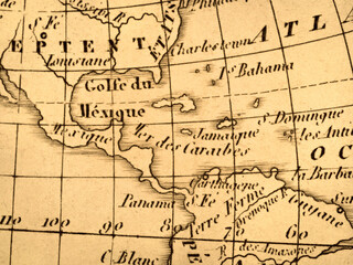 アンティークの古地図　中央アメリカ
