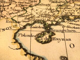 アンティークの古地図　中国・海南島