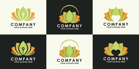 set of beauty and wellness flower logo design