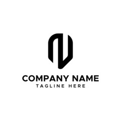 initial letter N shield logo vector