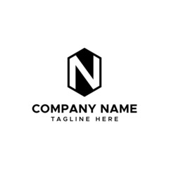 initial letter N shield logo vector