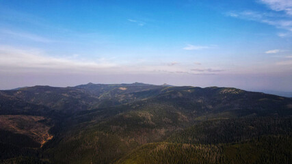 Mountain range, aerial, evening, sun rays, clouds, cliff, main