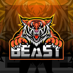 Tiger face esport mascot logo design © suparlin