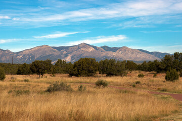 Manzano Mountains as seen from Abo Mission in Salinas Pueblo Missions National Monument in New Mexico