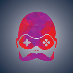 Gaming logo with Mustache. Gaming mascot vector design.