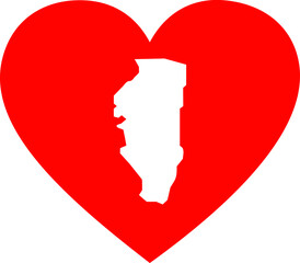 White map of Gibraltar inside red heart shape