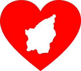 Fototapeta premium White map of San Marino inside red heart shape