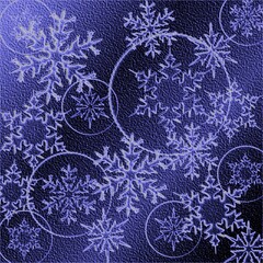 Abstract illustration of pale blue snowflakes on a deep blue background