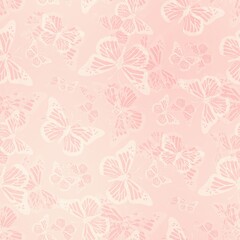 Seamless pastel pink butterfly pattern