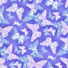 Seamless colorful pink and blue butterfly pattern background