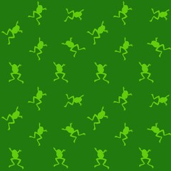 Seamless jumping green frogs background pattern