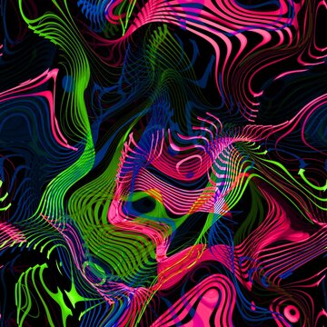 Seamless abstract art colorful wavy lines background pattern