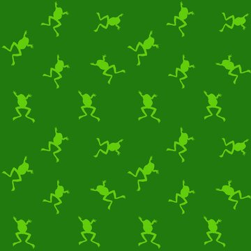 Seamless jumping green frogs background pattern