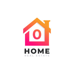 Initial Number 0 Home House Logo Design. Real Estate Logo Concept. Vector Illustration