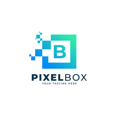 Initial Letter B Digital Pixel Logo Design. Geometric Shape with Square Pixel Dots. Usable for Business and Technology Logos