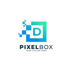 Initial Letter D Digital Pixel Logo Design. Geometric Shape with Square Pixel Dots. Usable for Business and Technology Logos