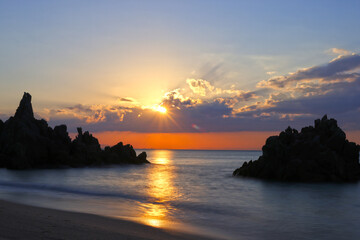 夕暮れの水晶浜（福井県）