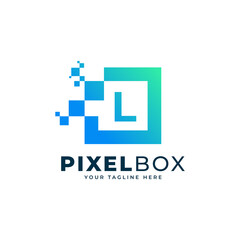 Initial Letter L Digital Pixel Logo Design. Geometric Shape with Square Pixel Dots. Usable for Business and Technology Logos