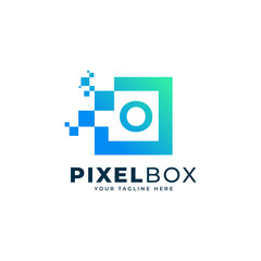 Initial Letter O Digital Pixel Logo Design. Geometric Shape with Square Pixel Dots. Usable for Business and Technology Logos