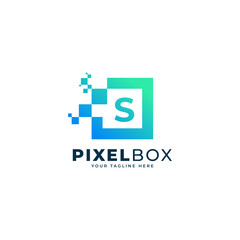 Initial Letter S Digital Pixel Logo Design. Geometric Shape with Square Pixel Dots. Usable for Business and Technology Logos