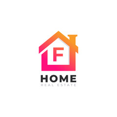 Initial Letter F Home House Logo Design. Real Estate Logo Concept. Vector Illustration