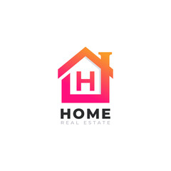 Initial Letter H Home House Logo Design. Real Estate Logo Concept. Vector Illustration