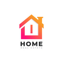 Initial Letter I Home House Logo Design. Real Estate Logo Concept. Vector Illustration