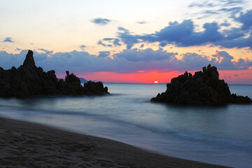 夕暮れの水晶浜（福井県）