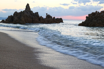 夕暮れの水晶浜（福井県）