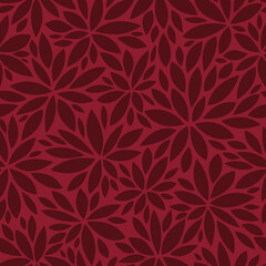 Burgundy floral seamless vector pattern. Dark deep red flower design on maroon background. Elegant, modern, abstract, organic illustration. Decorative repeating wallpaper texture print. 