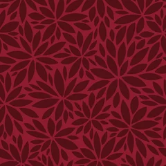 Wall murals Bordeaux Burgundy floral seamless vector pattern. Dark deep red flower design on maroon background. Elegant, modern, abstract, organic illustration. Decorative repeating wallpaper texture print. 