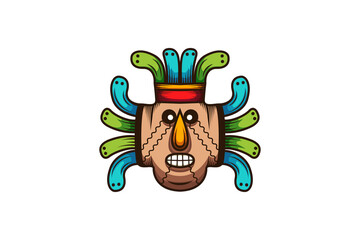 colorful African mask logo template. Tribal mask vector illustration. Africa and Safari logo elements and icon.