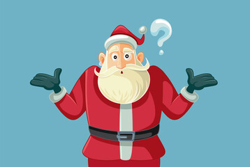 Santa Claus Shrugging Having Questions Vector Cartoon - obrazy, fototapety, plakaty